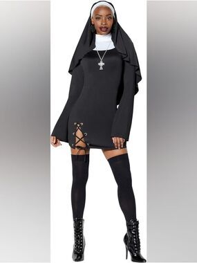 🎃 S / M • Adult Sexy Nun Sinful Sister 3 Piece Costume • Spirit Halloween